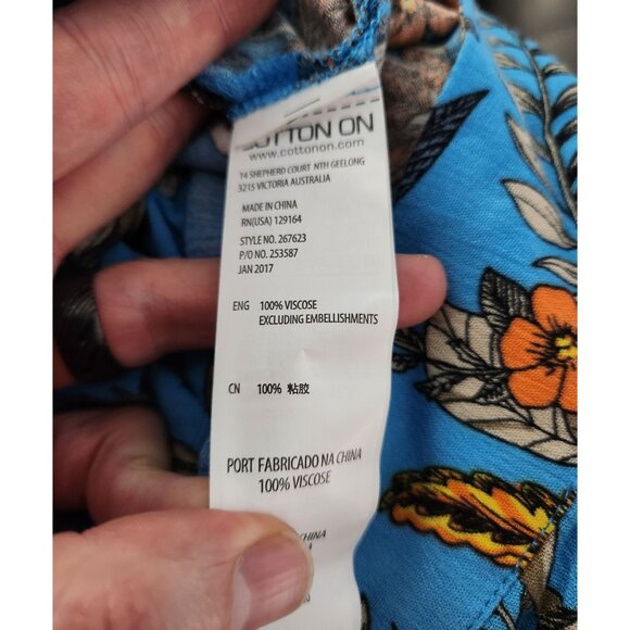 NWT Womens Blue Floral Printed Drawstring Shorts Cotton On S 100% Viscose Casual - Picture 4 of 4